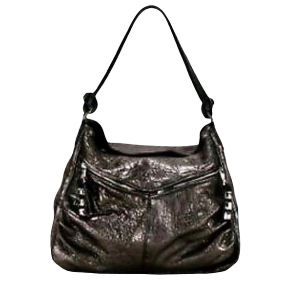 Tylie Malibu Handbags - Tylie Malibu ✦ Patent Leather Pyramid Studs Exeter Shoulder Hobo Bag ✦ Black